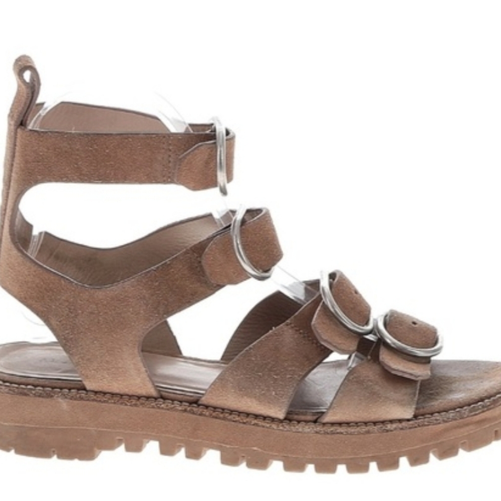Women’s Brown Suede Strappy Buckle Sandals